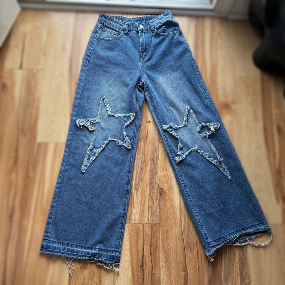 Blue Distressed Star Jeans